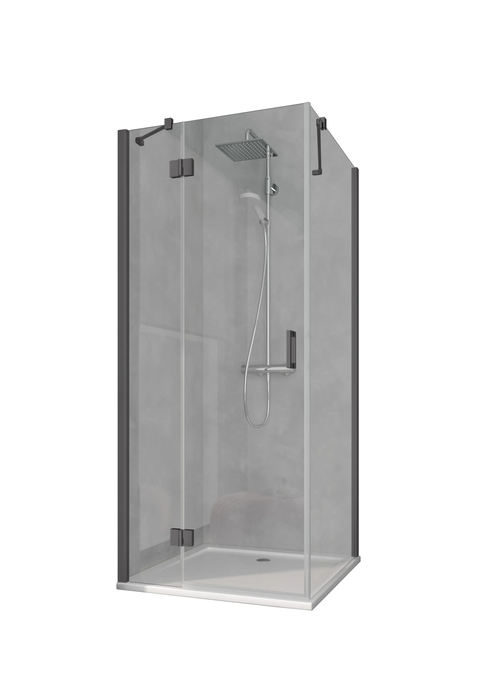 Ścianka kabiny prysznicowej Kermi Osia 90x200 czarny transparentne OSTWD090203PK