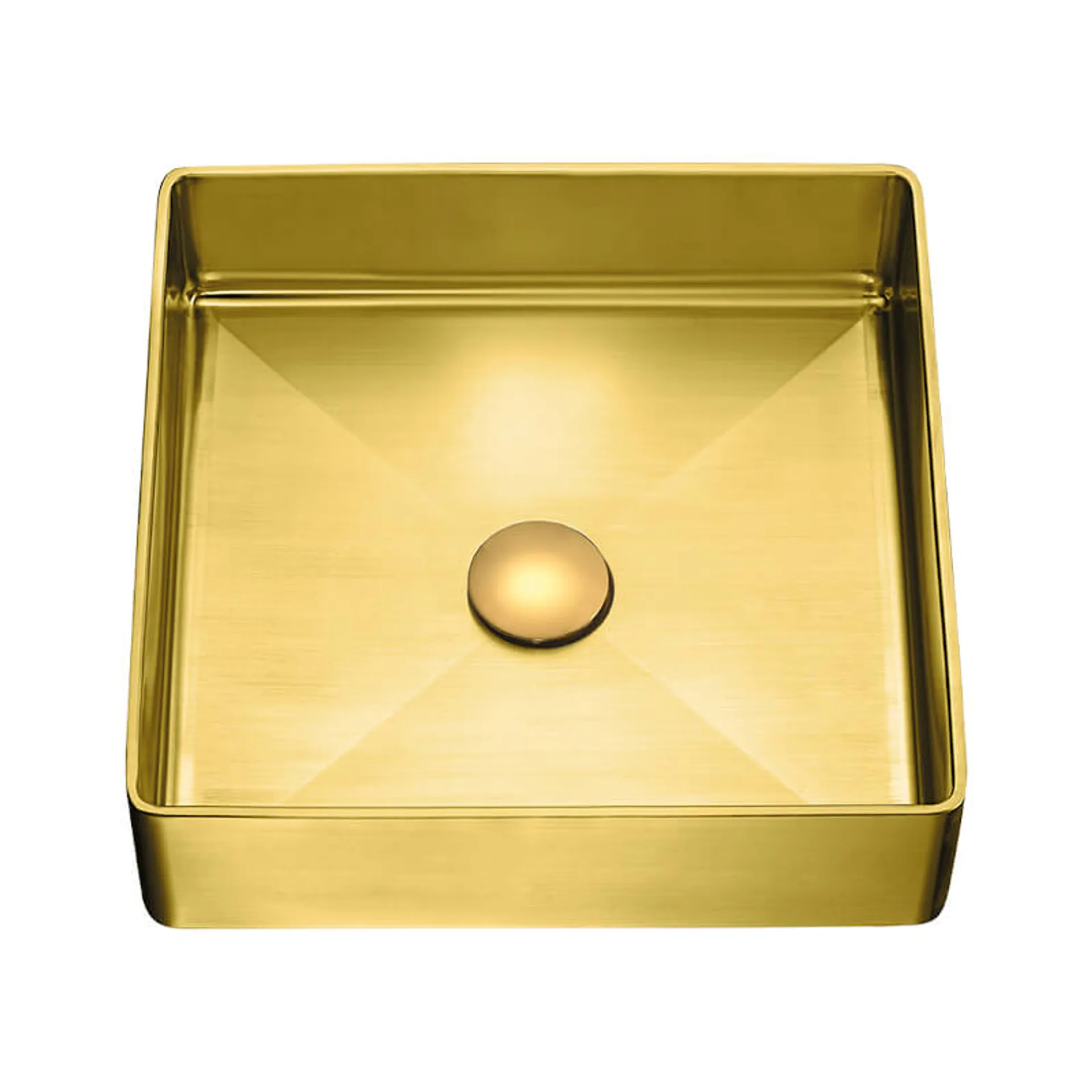 Umywalka nablatowa Laveo Pola 36 cm kwadratowa złoty połysk VUP G22S