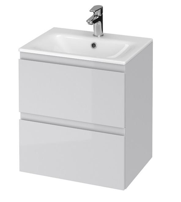 Szafka łazienkowa z umywalką Cersanit Moduo 50 cm szary mat/biały połysk S801-311-DSM