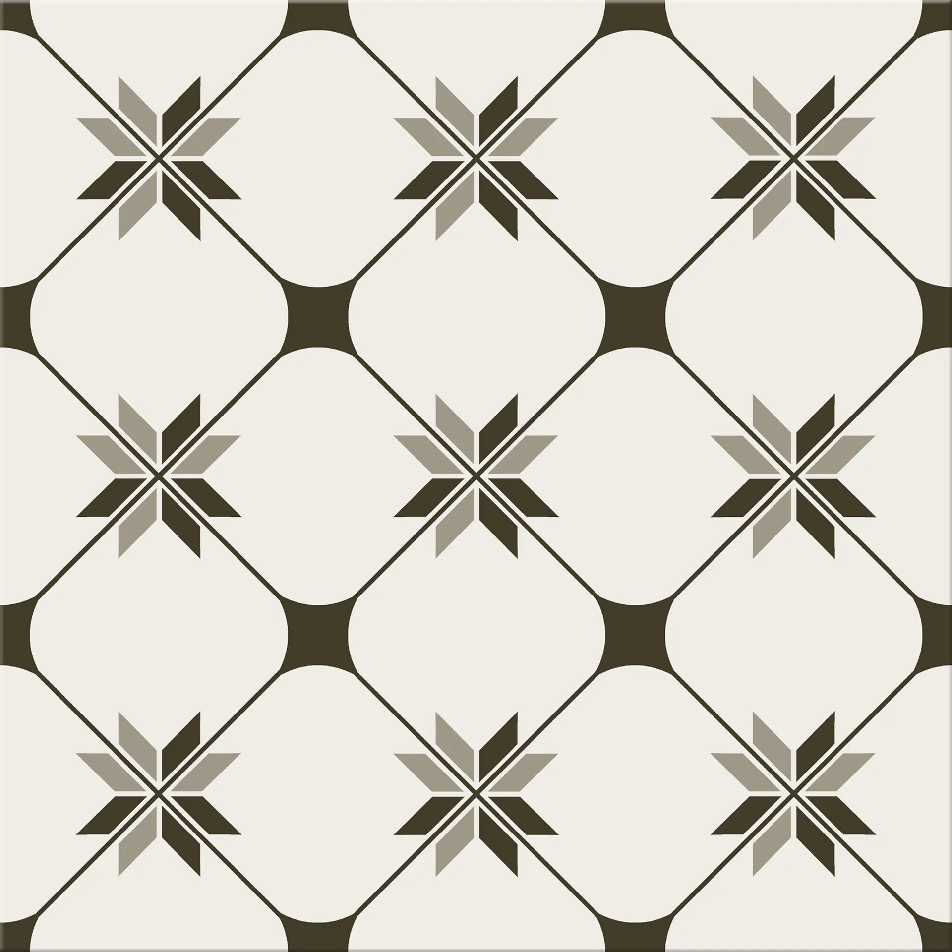 Gres Kombo flores white-black mat 29,8x29,8 Cersanit