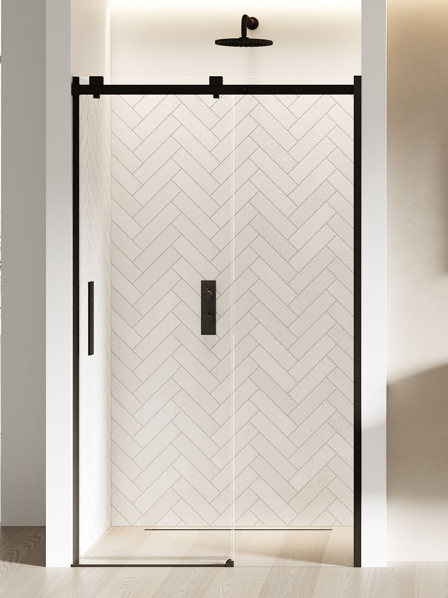 Zdjęcia - Ścianka prysznicowa New Trendy Drzwi prysznicowe  Softi 100x200 wnękowe czarne uniwe 