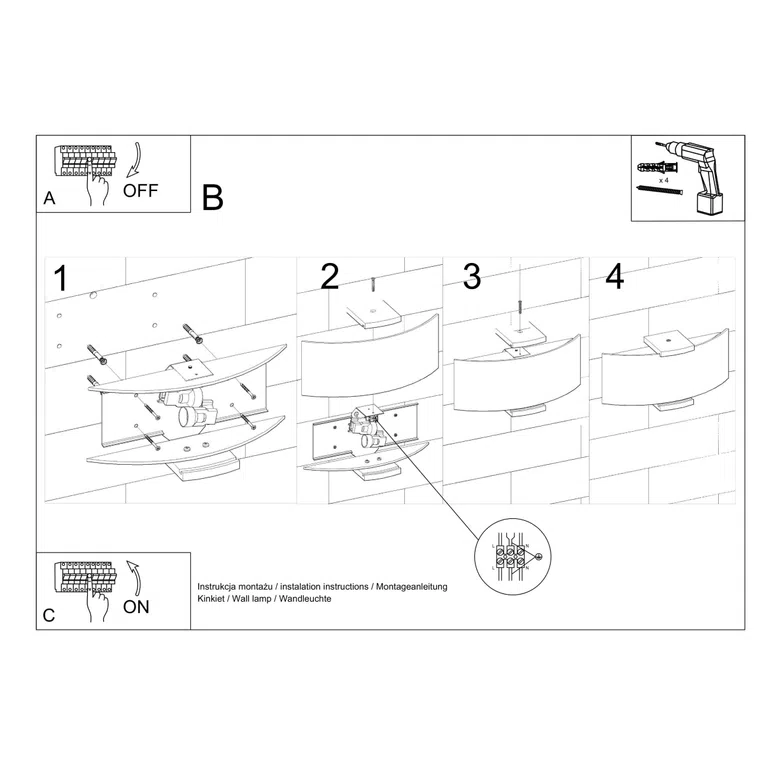 KINKIET EMILIO 2XE14 WENGE/BIAŁY