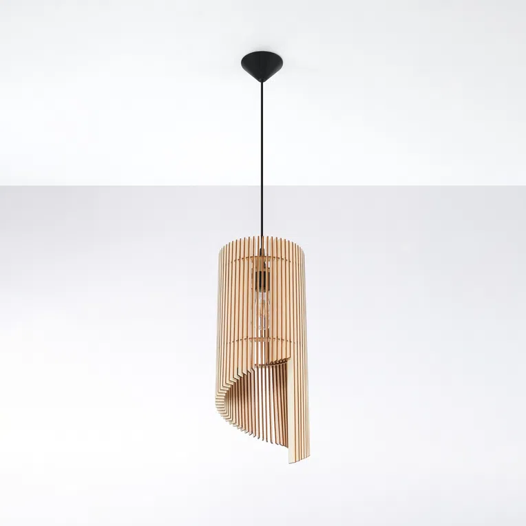 LAMPA WISZĄCA ALEXIA 1XE27 NATURALNE DREWNO