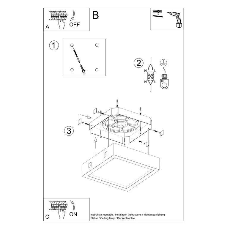 PLAFON RIZA 1XLED SZARY