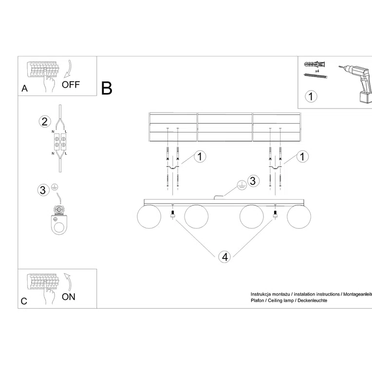 PLAFON YOLI 4 4XG9 BIAŁY