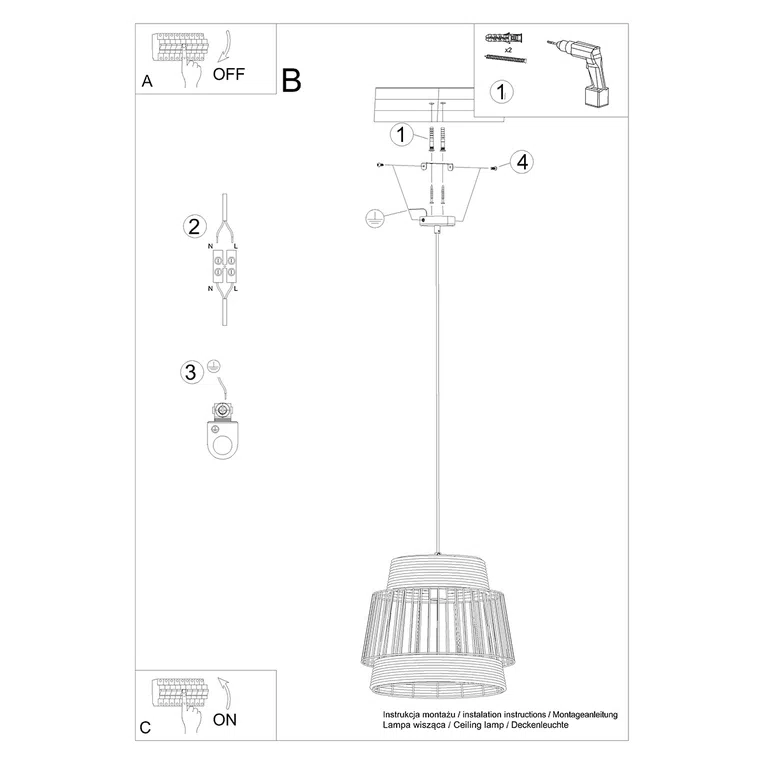 LAMPA WISZĄCA BRILO 1XE27 CZARNY