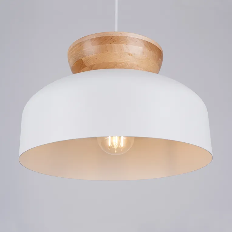 LAMPA WISZĄCA MARION 1XE27 BIAŁY/NATURALNE DREWNO