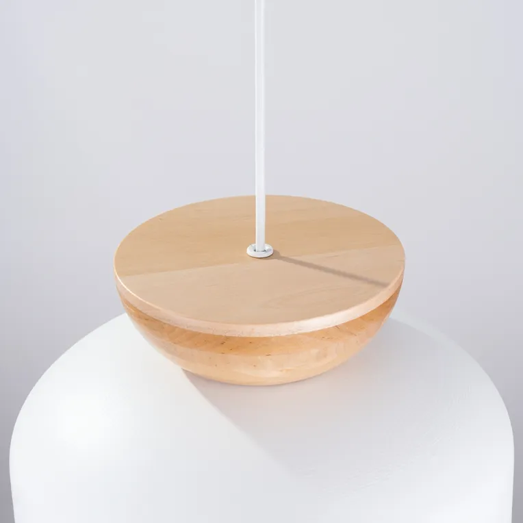 LAMPA WISZĄCA MARION 1XE27 BIAŁY/NATURALNE DREWNO