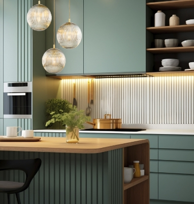 Połączenie ryflowanego szkła i szczotkowanego mosiądzu